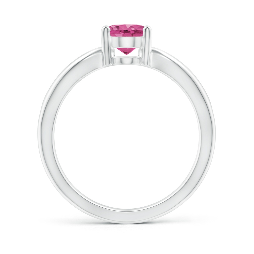 8x6mm AAAA Prong-Set Solitaire Pink Sapphire Split Shank Ring in White Gold Product Image