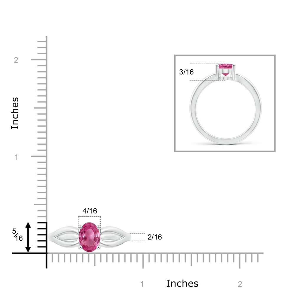 8x6mm AAAA Prong-Set Solitaire Pink Sapphire Split Shank Ring in White Gold Product Image
