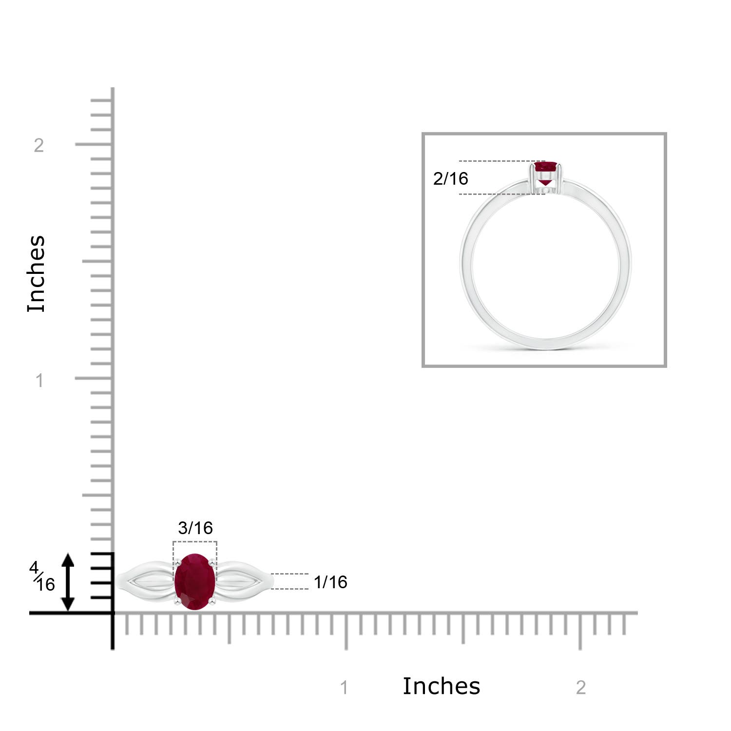 A - Ruby / 0.6 CT / 14 KT White Gold