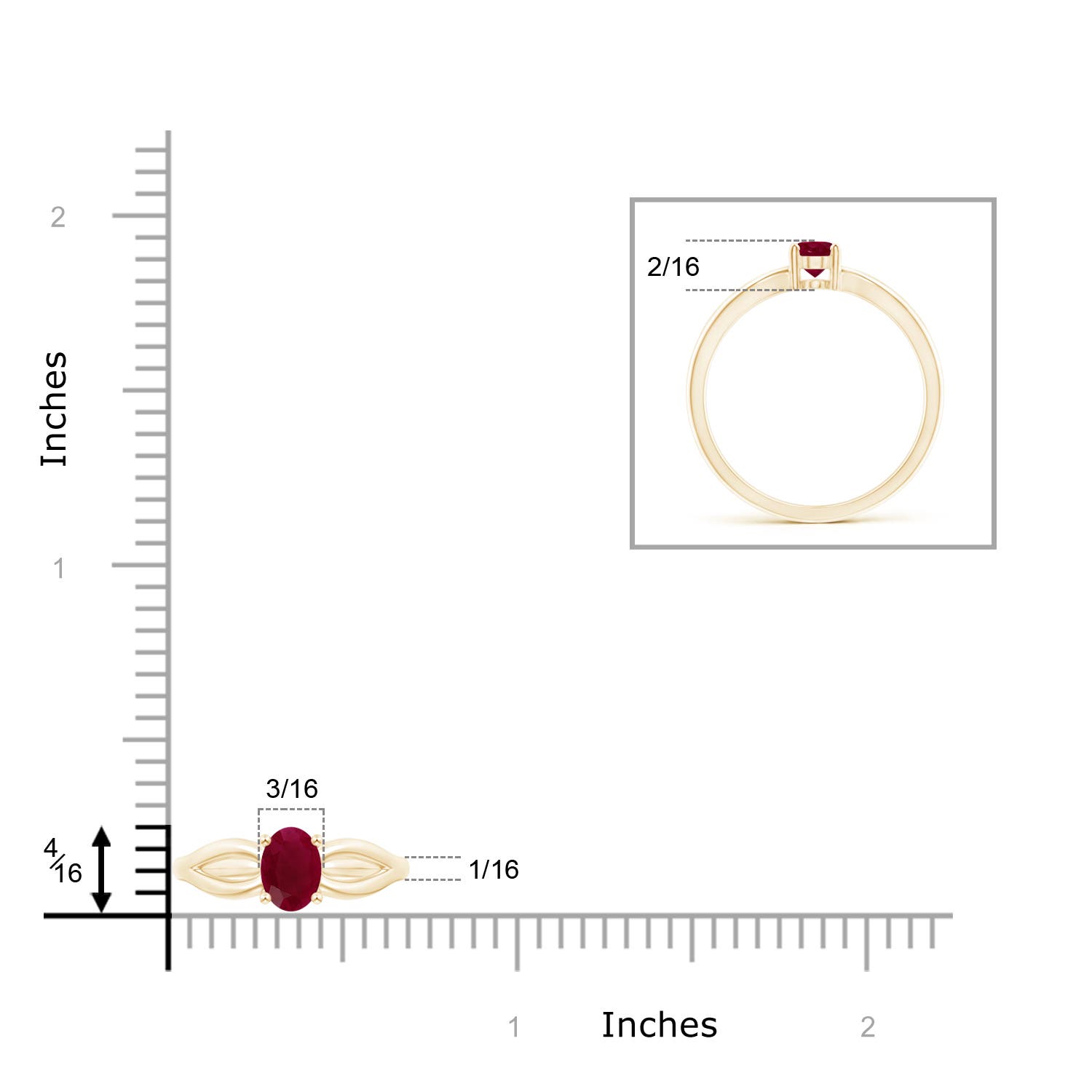 A - Ruby / 0.6 CT / 14 KT Yellow Gold