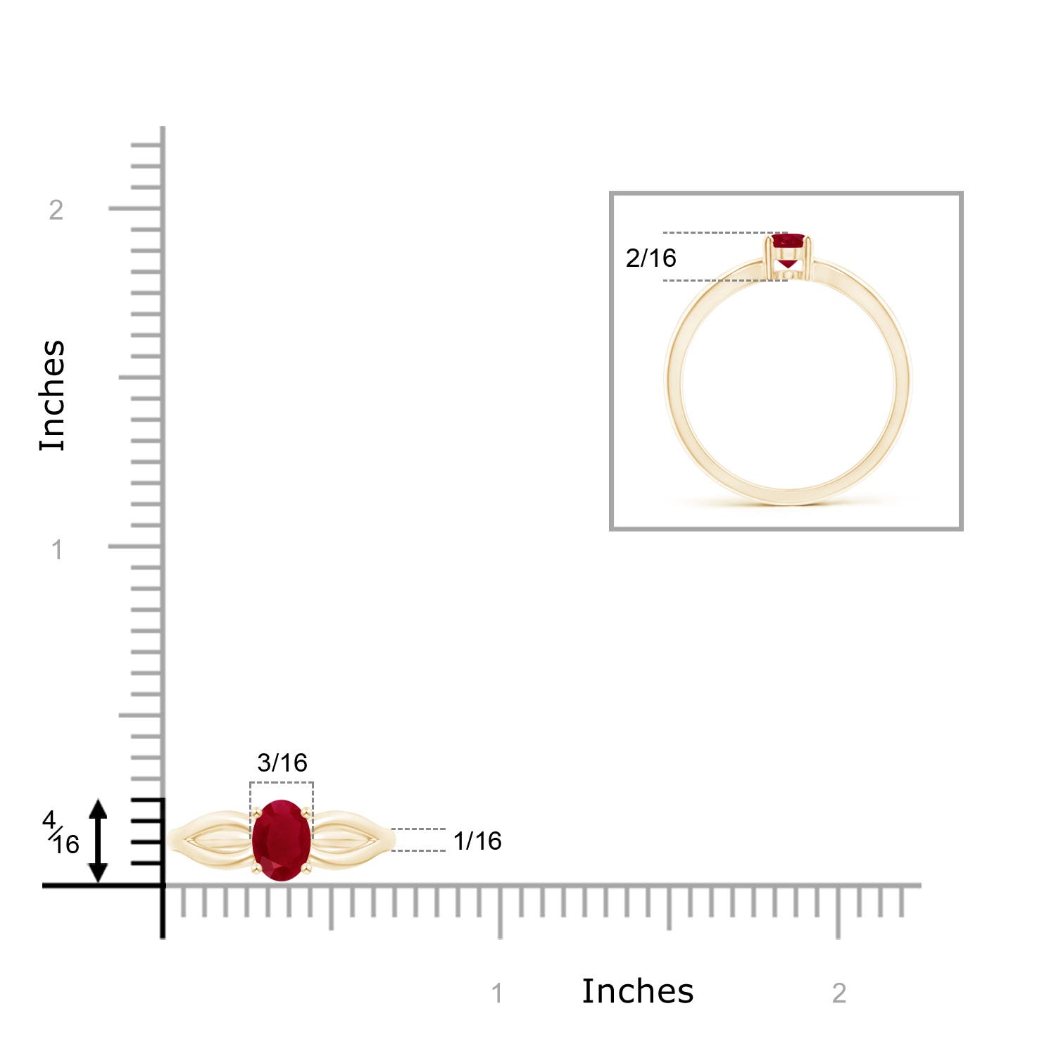 AA - Ruby / 0.6 CT / 14 KT Yellow Gold