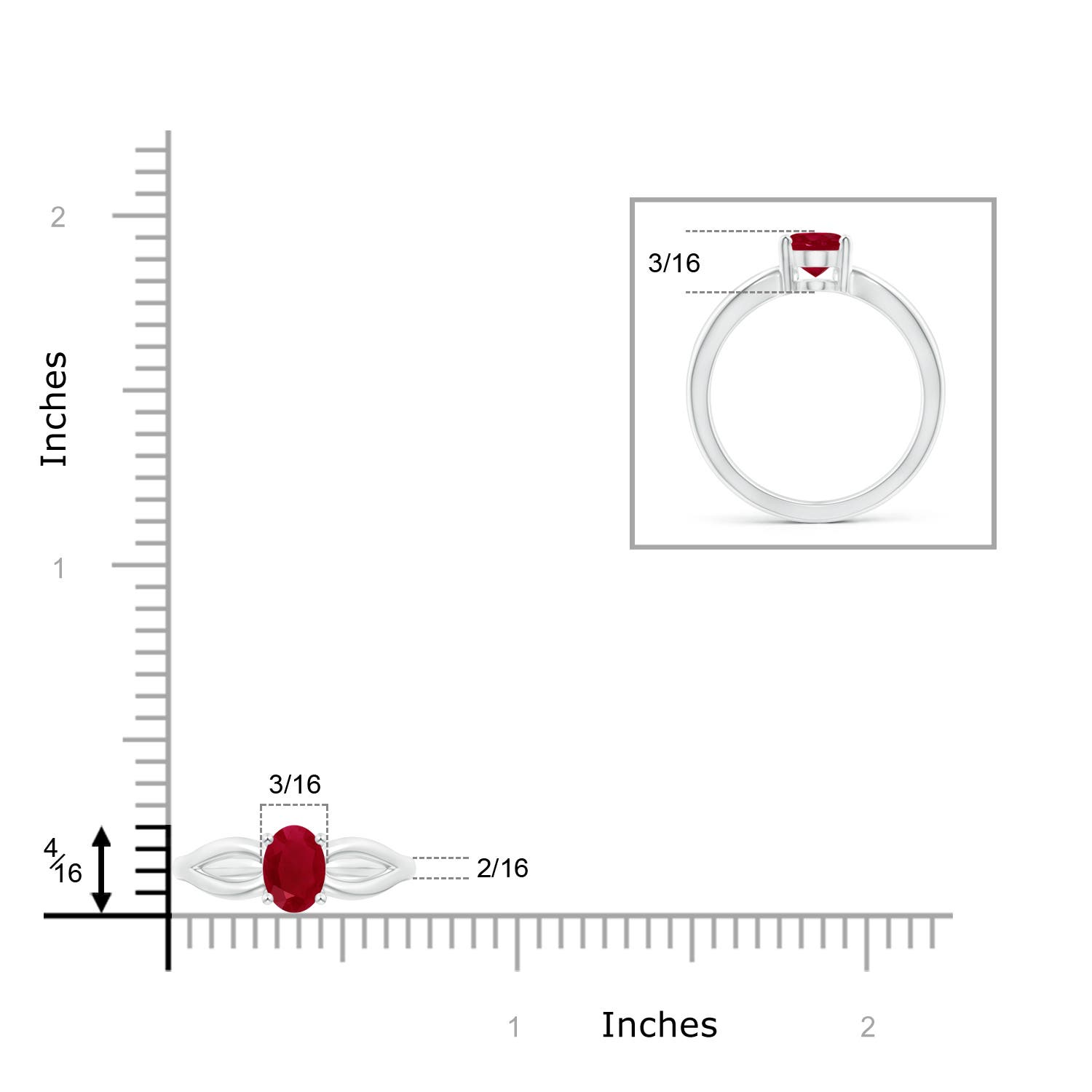 AA - Ruby / 1 CT / 14 KT White Gold