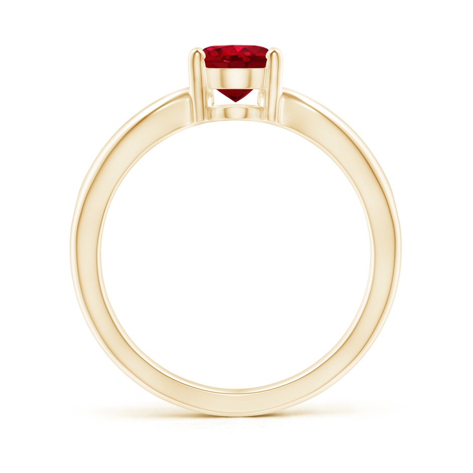 8x6mm AAA Prong-Set Solitaire Ruby Split Shank Ring in Yellow Gold side-1