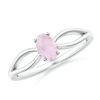 6x4mm A Prong-Set Solitaire Rose Quartz Split Shank Ring in P950 Platinum