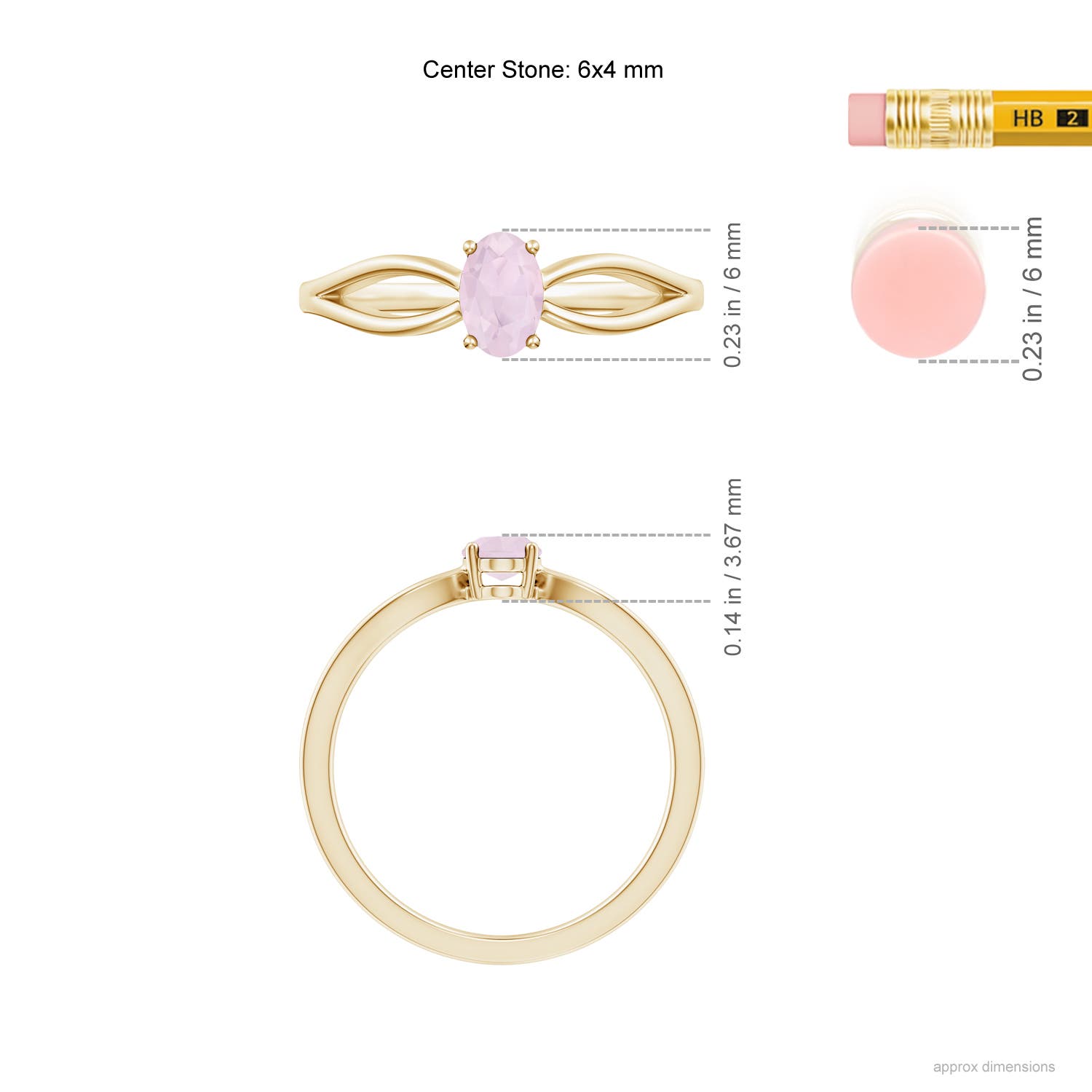 A - Rose Quartz / 0.38 CT / 14 KT Yellow Gold