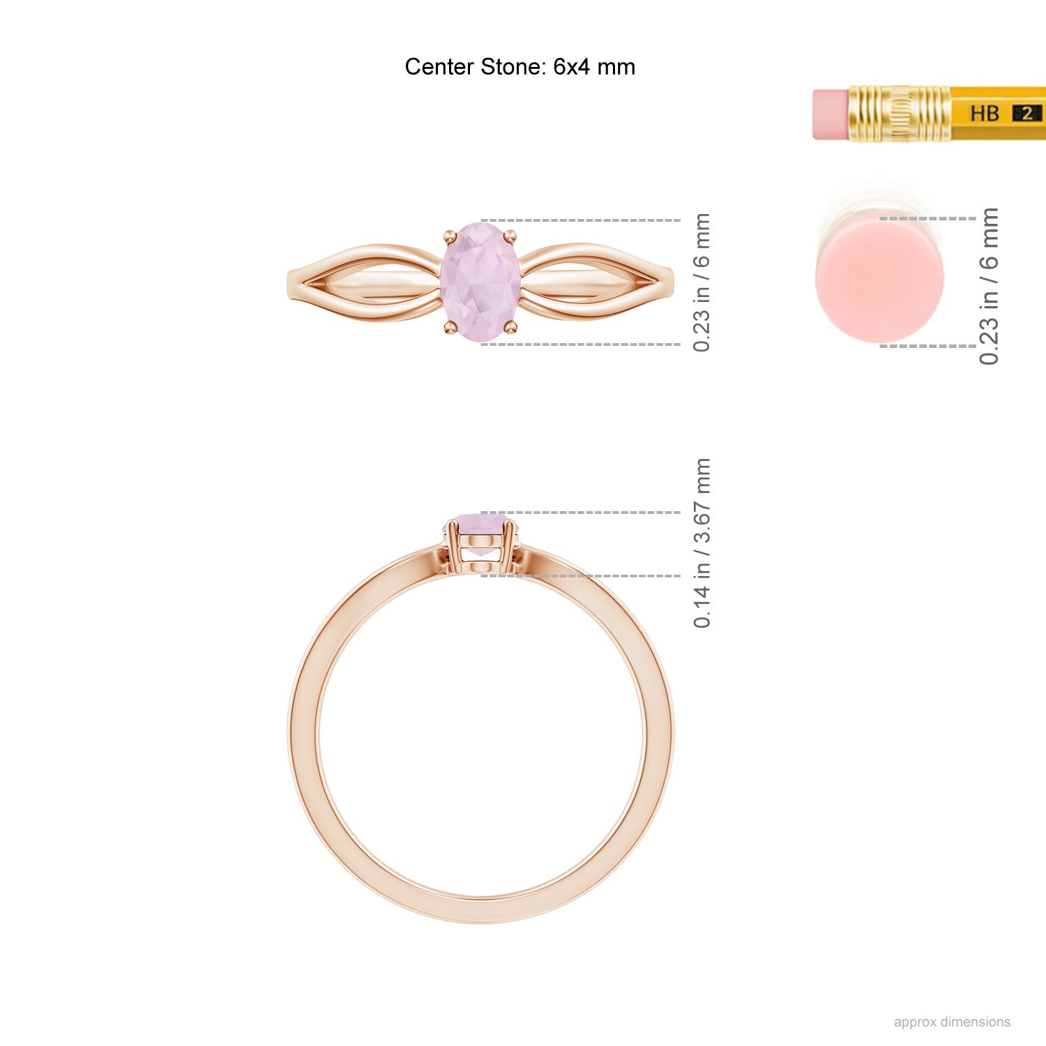 AA - Rose Quartz / 0.38 CT / 14 KT Rose Gold