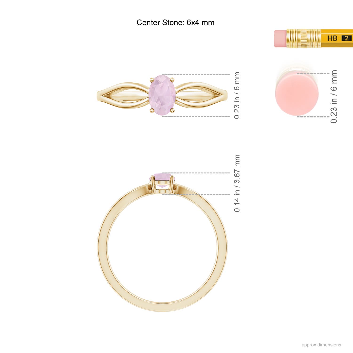 AA - Rose Quartz / 0.38 CT / 14 KT Yellow Gold