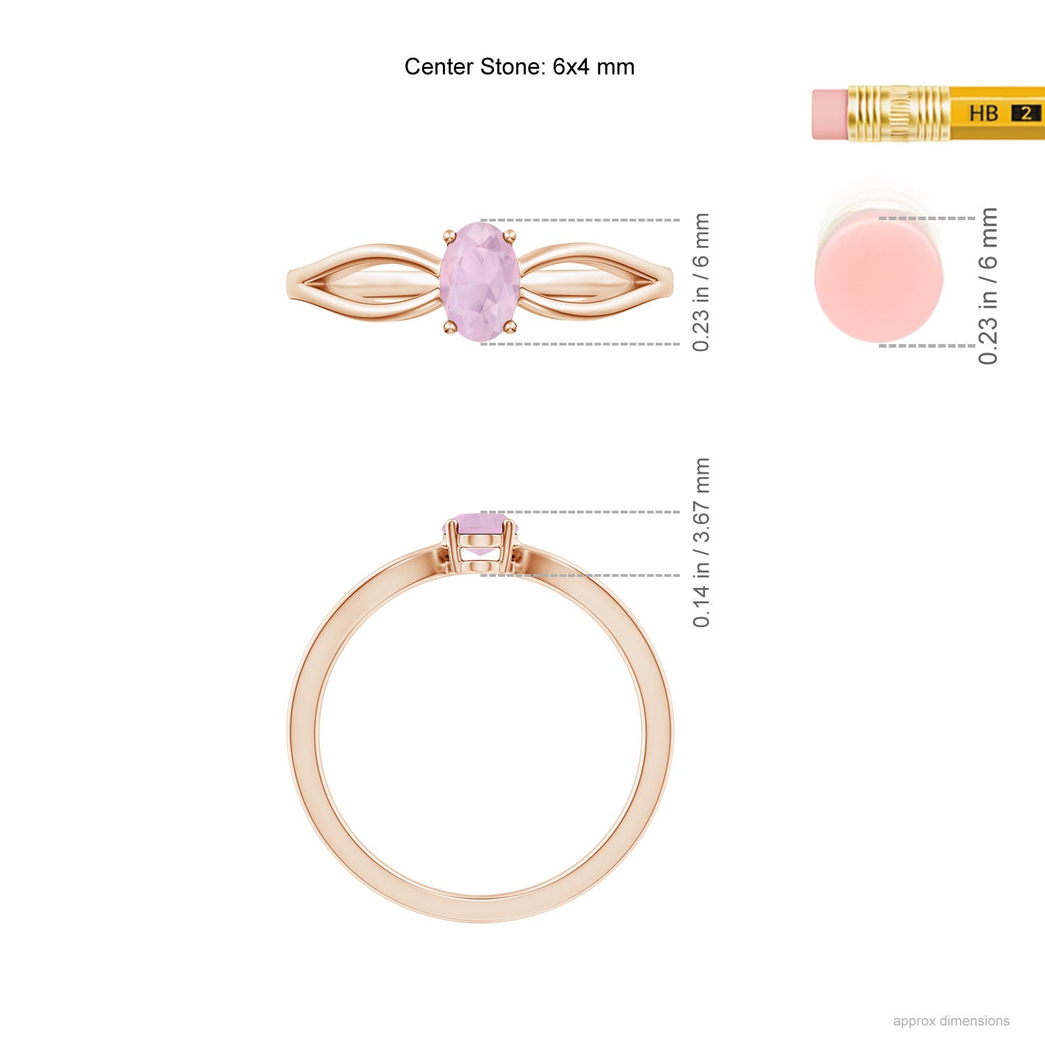 AAA - Rose Quartz / 0.38 CT / 14 KT Rose Gold