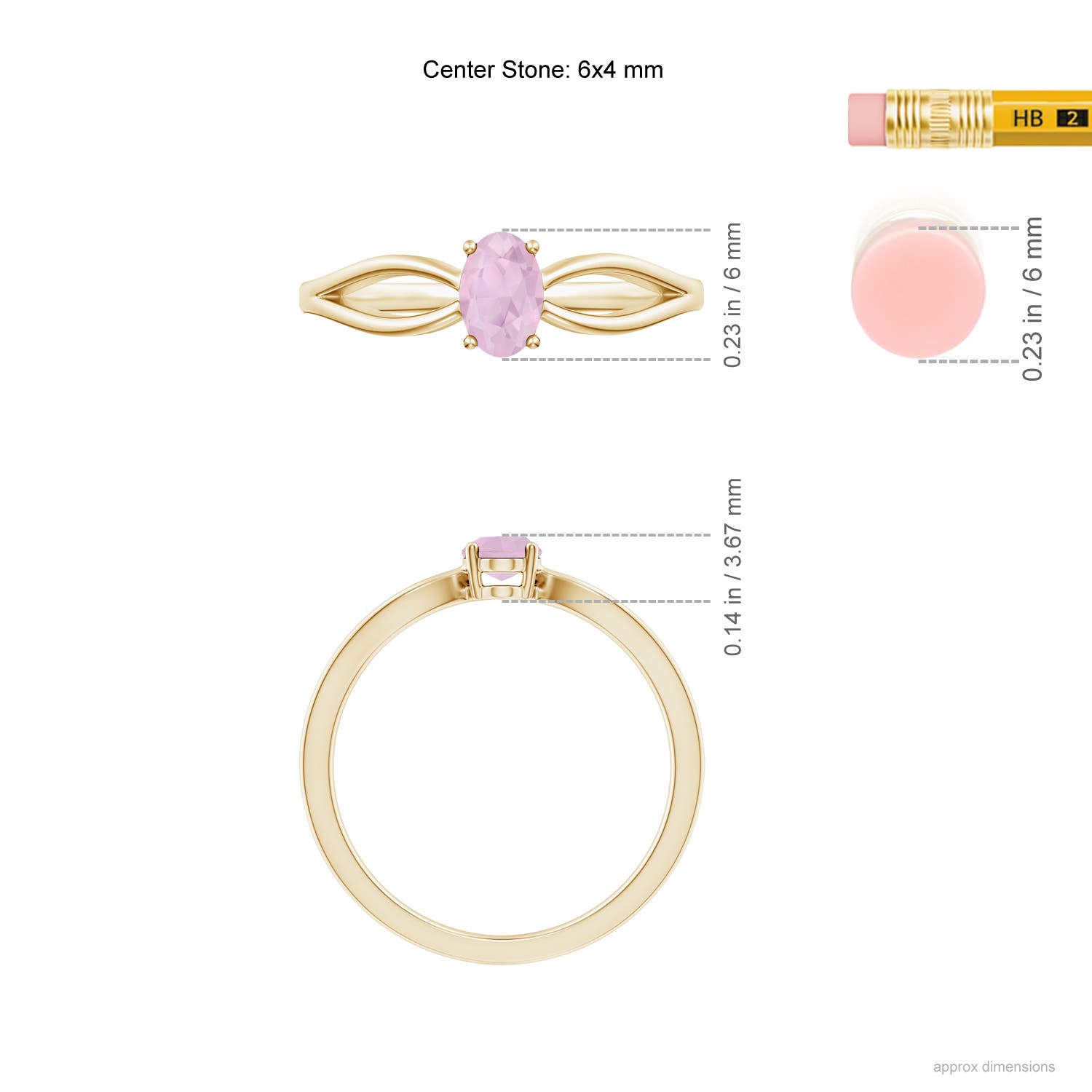 AAA - Rose Quartz / 0.38 CT / 14 KT Yellow Gold