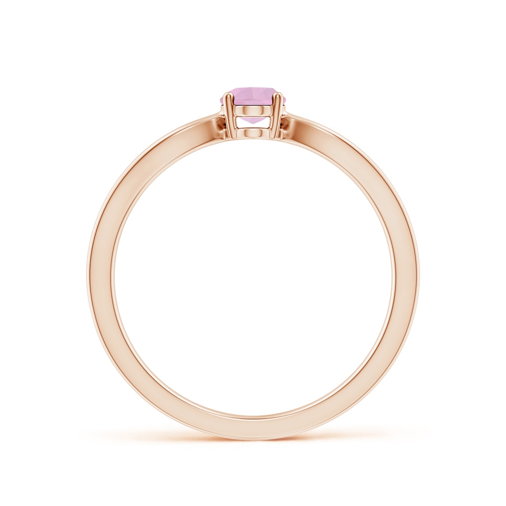 6x4mm AAAA Prong-Set Solitaire Rose Quartz Split Shank Ring in Rose Gold - side 199