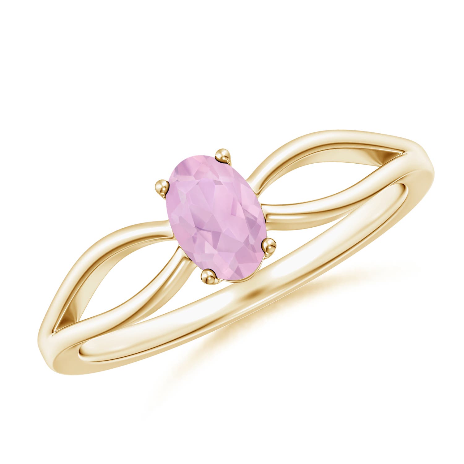 AAAA - Rose Quartz / 0.38 CT / 14 KT Yellow Gold