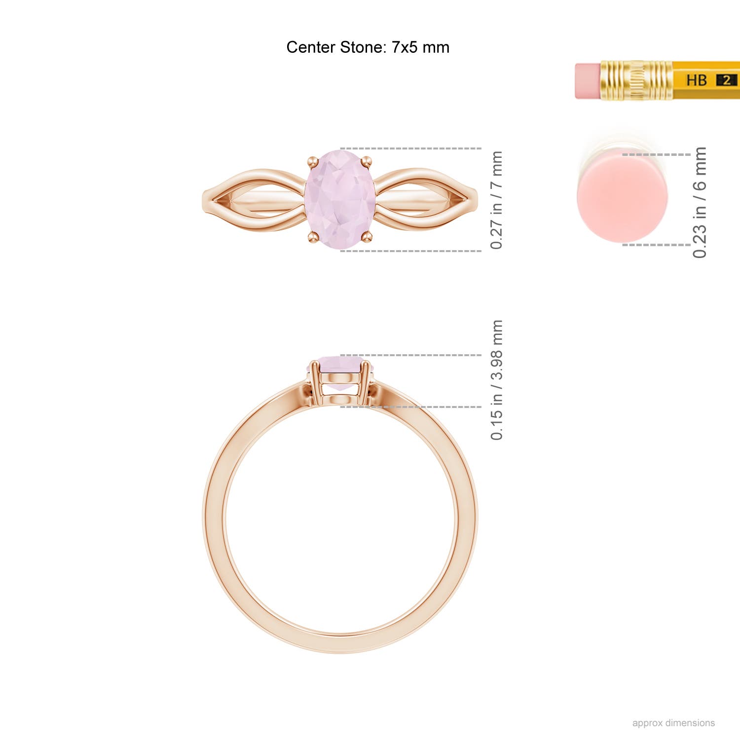 A - Rose Quartz / 0.7 CT / 14 KT Rose Gold