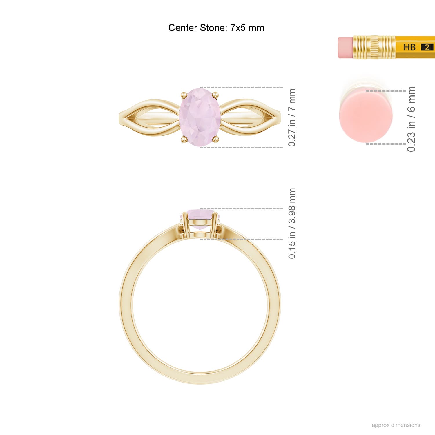 A - Rose Quartz / 0.7 CT / 14 KT Yellow Gold