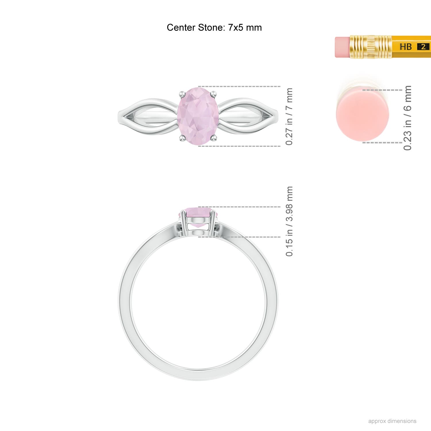 AA - Rose Quartz / 0.7 CT / 14 KT White Gold