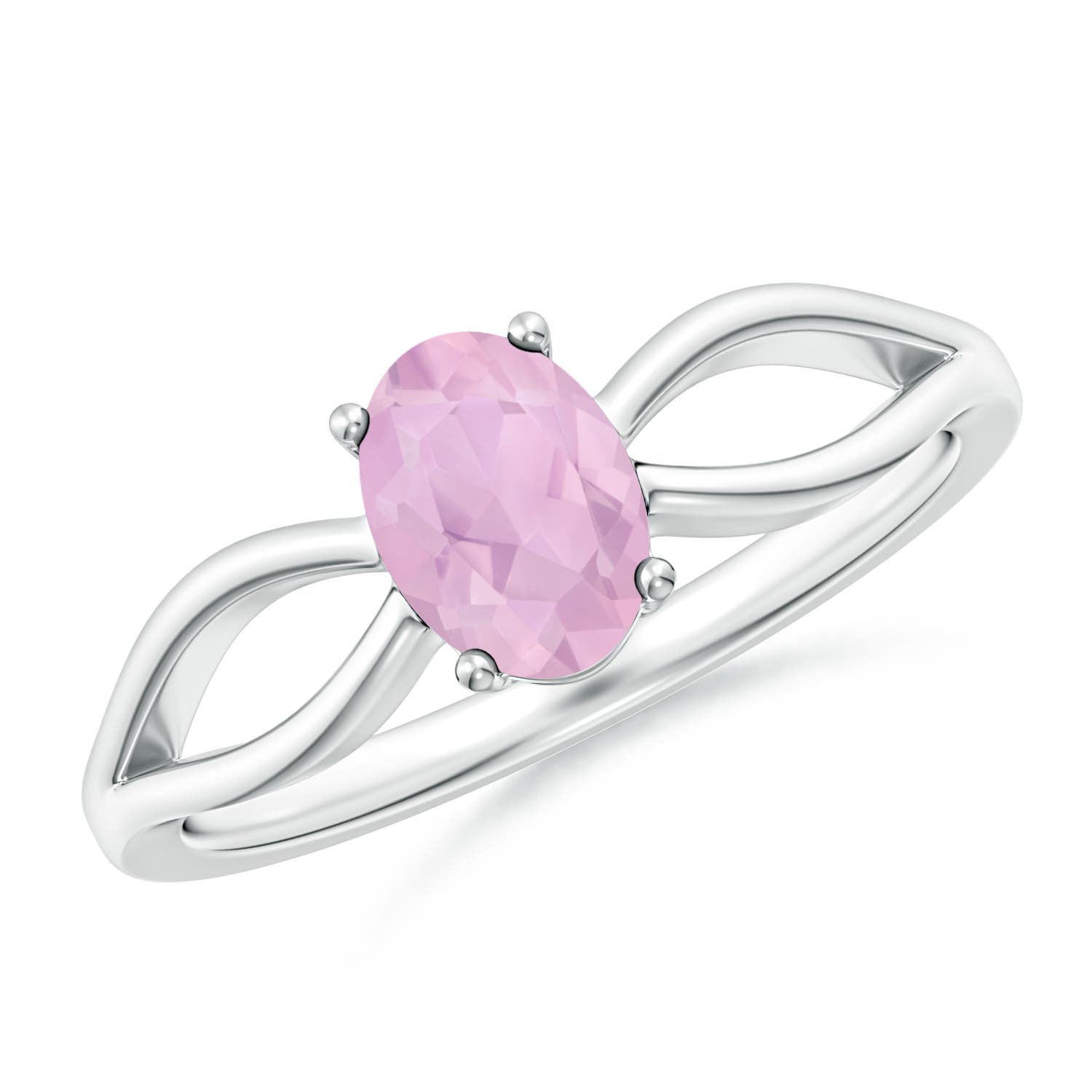 AAAA - Rose Quartz / 0.7 CT / 14 KT White Gold