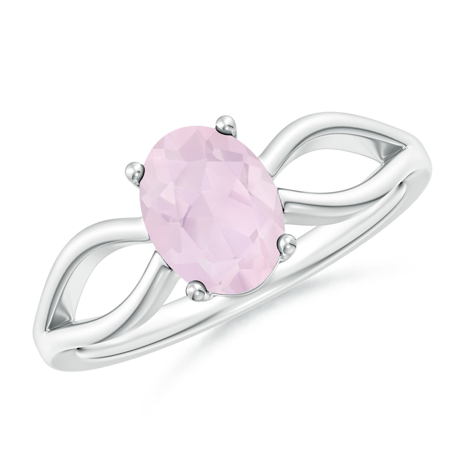 A - Rose Quartz / 1 CT / 14 KT White Gold