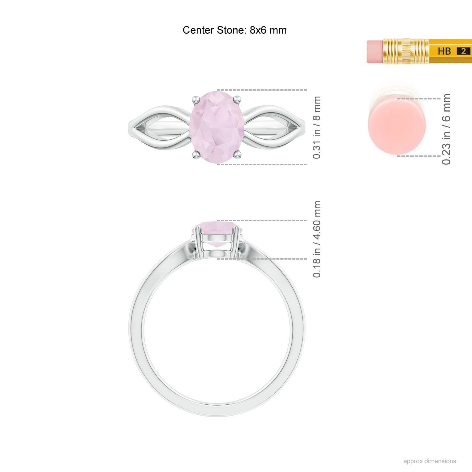 A - Rose Quartz / 1 CT / 14 KT White Gold