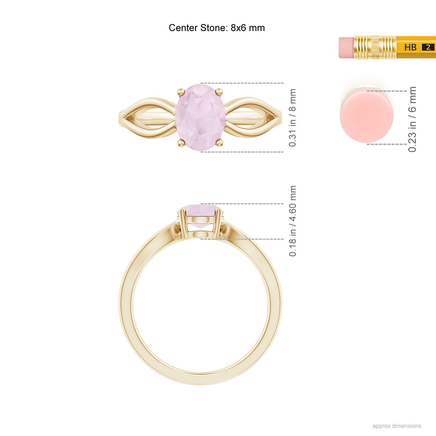 A - Rose Quartz / 1 CT / 14 KT Yellow Gold