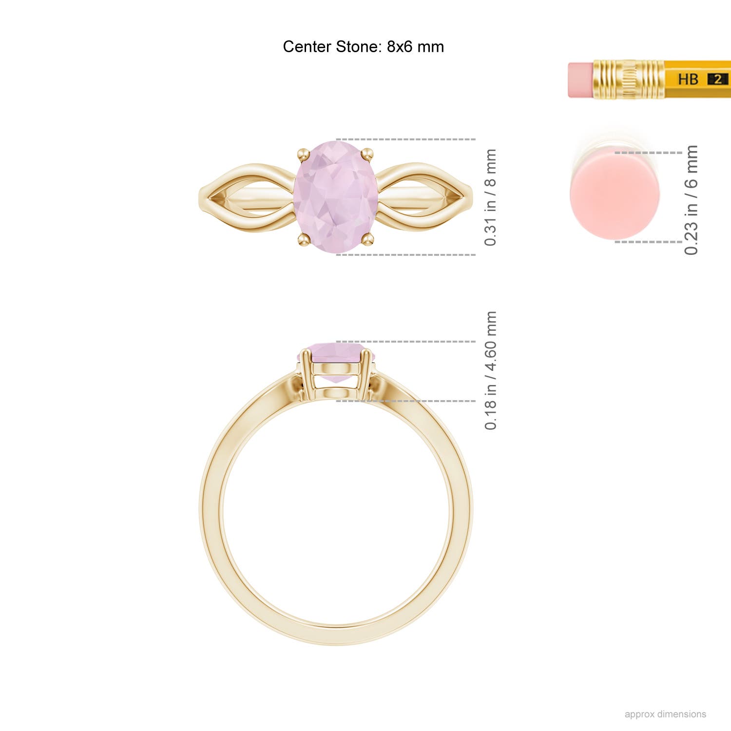 AA - Rose Quartz / 1 CT / 14 KT Yellow Gold