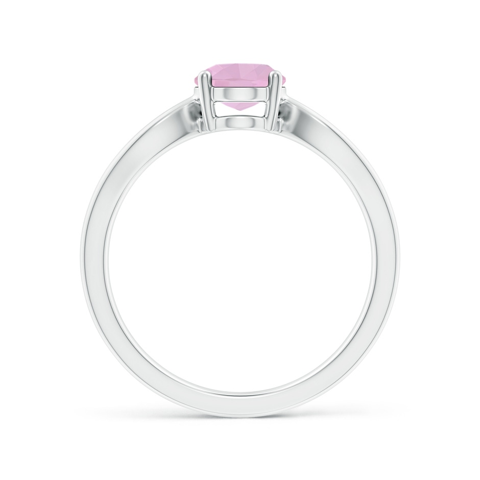 8x6mm AAAA Prong-Set Solitaire Rose Quartz Split Shank Ring in S999 Silver side 199