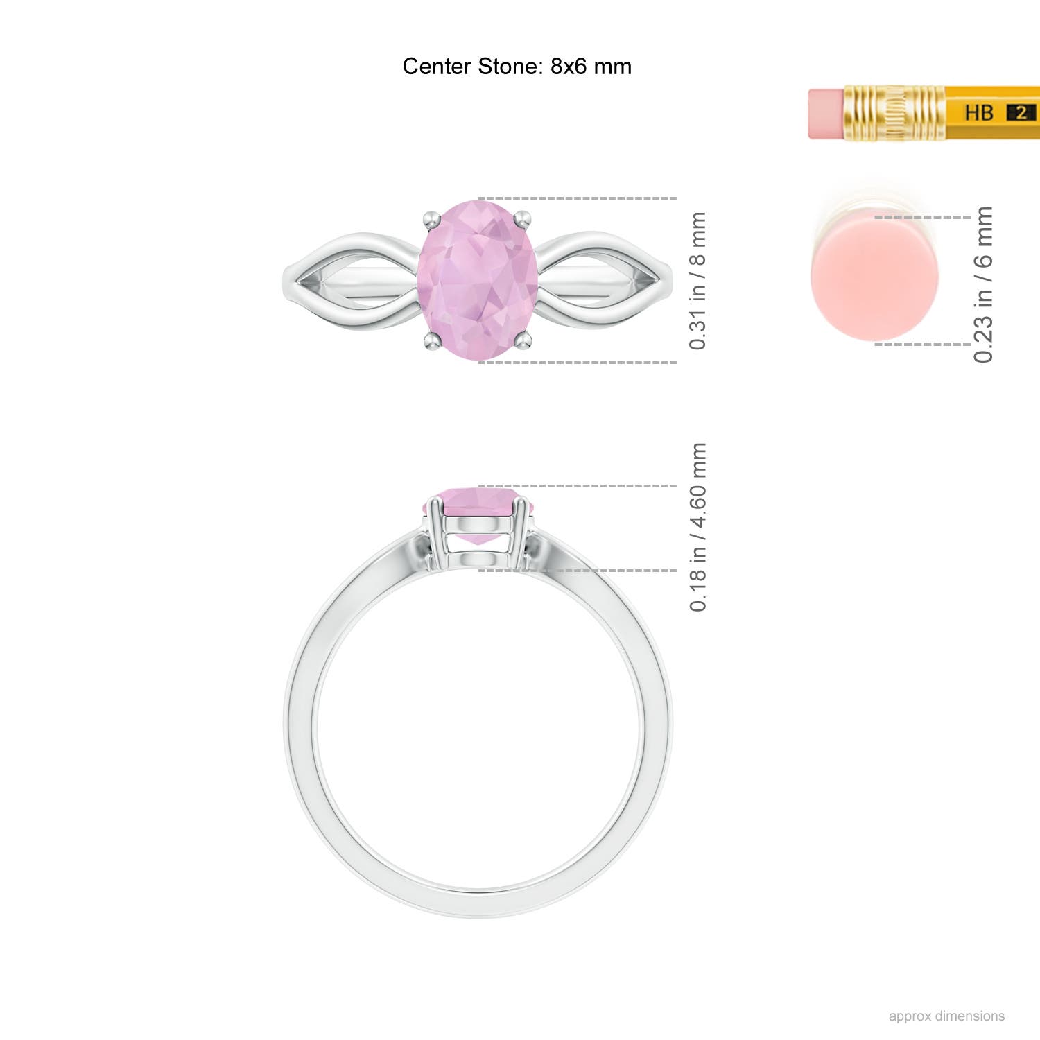 AAAA - Rose Quartz / 1 CT / 14 KT White Gold