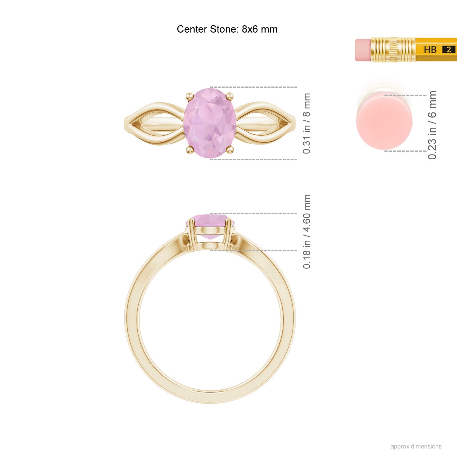 AAAA - Rose Quartz / 1 CT / 14 KT Yellow Gold