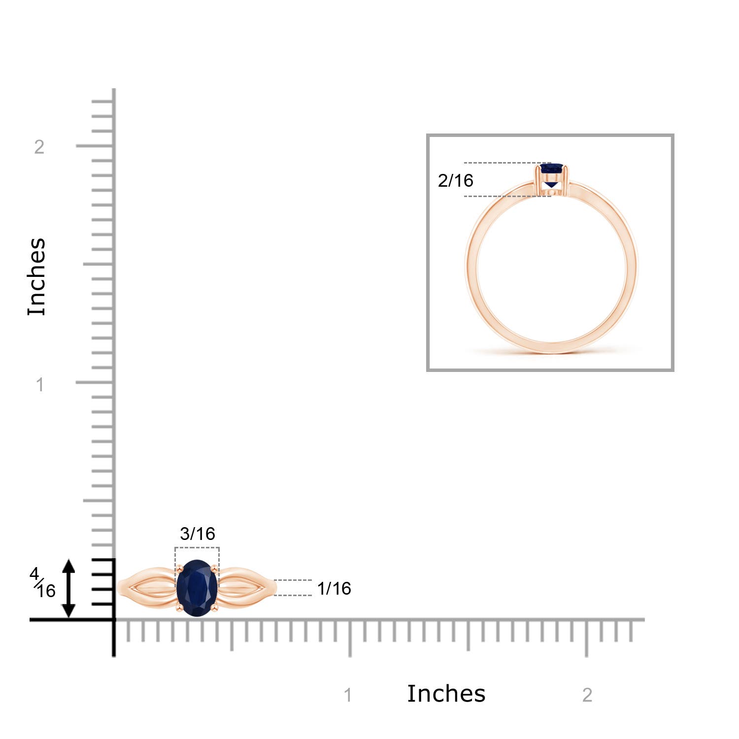 A - Blue Sapphire / 0.6 CT / 14 KT Rose Gold