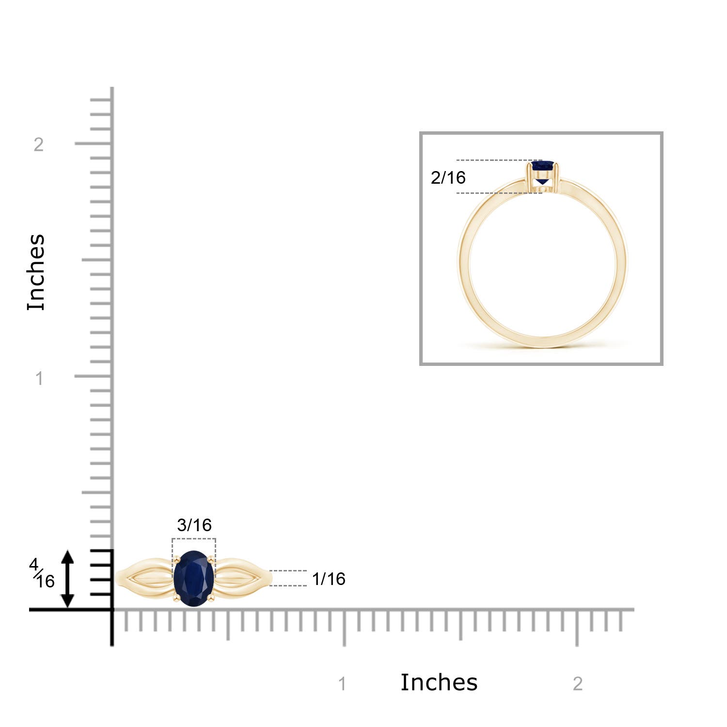 A - Blue Sapphire / 0.6 CT / 14 KT Yellow Gold