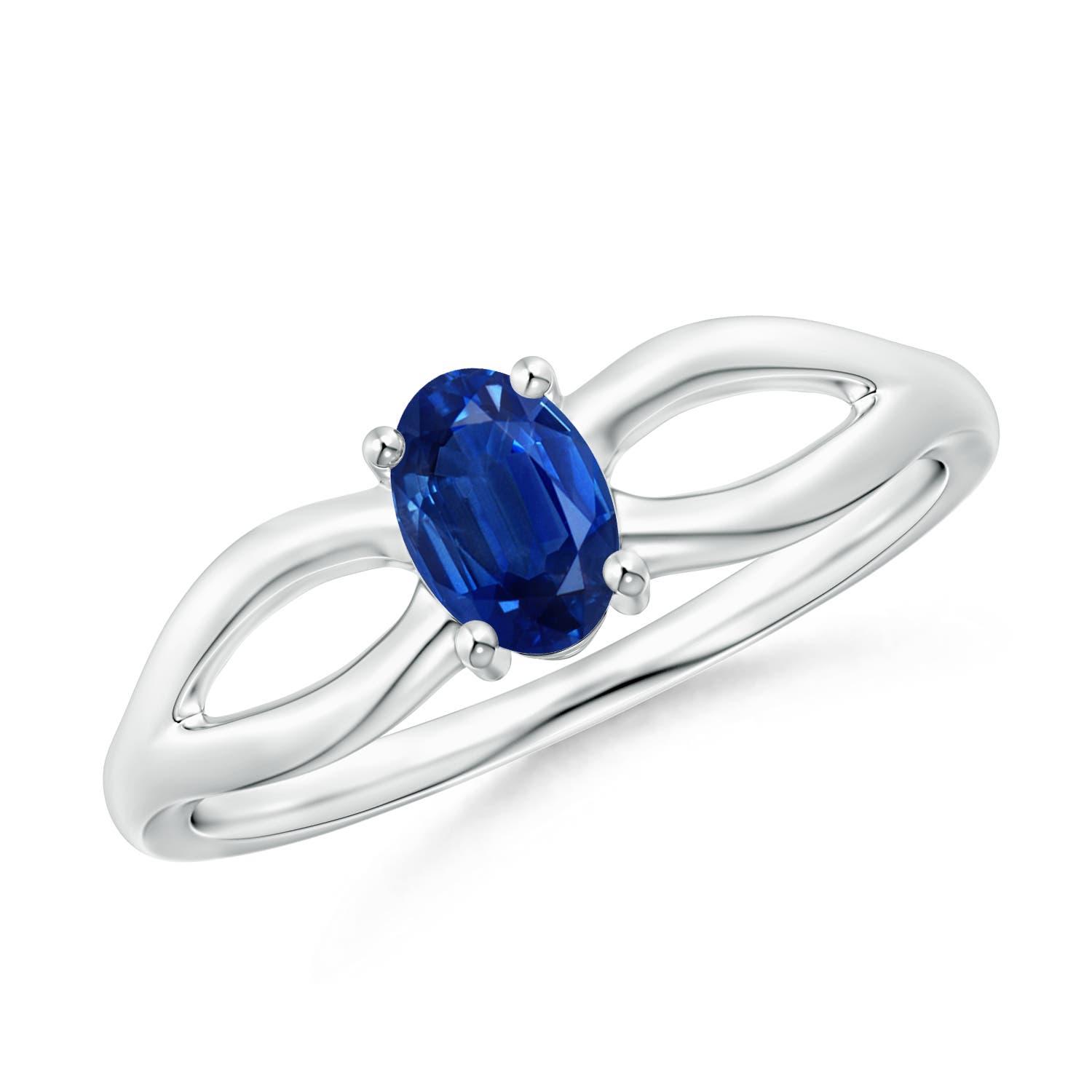 AAA - Blue Sapphire / 0.6 CT / 14 KT White Gold