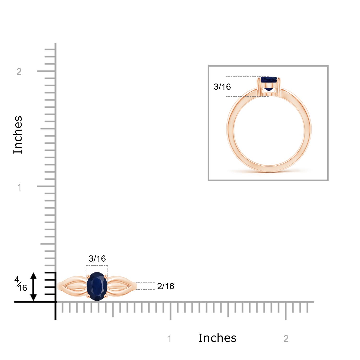 A - Blue Sapphire / 0.85 CT / 14 KT Rose Gold