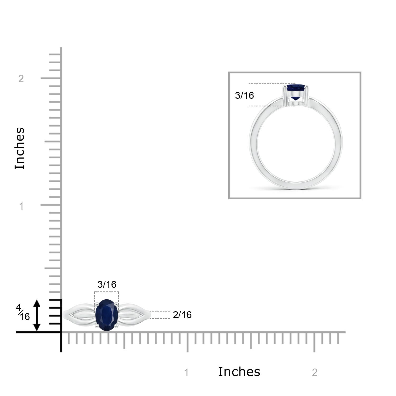 A - Blue Sapphire / 0.85 CT / 14 KT White Gold