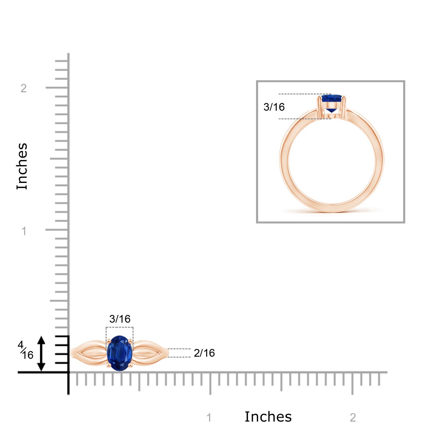 AAA - Blue Sapphire / 0.85 CT / 14 KT Rose Gold