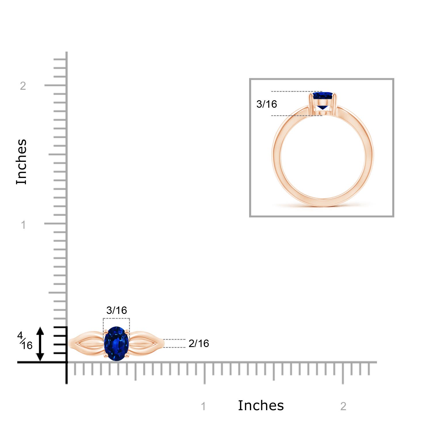 AAAA - Blue Sapphire / 0.85 CT / 14 KT Rose Gold