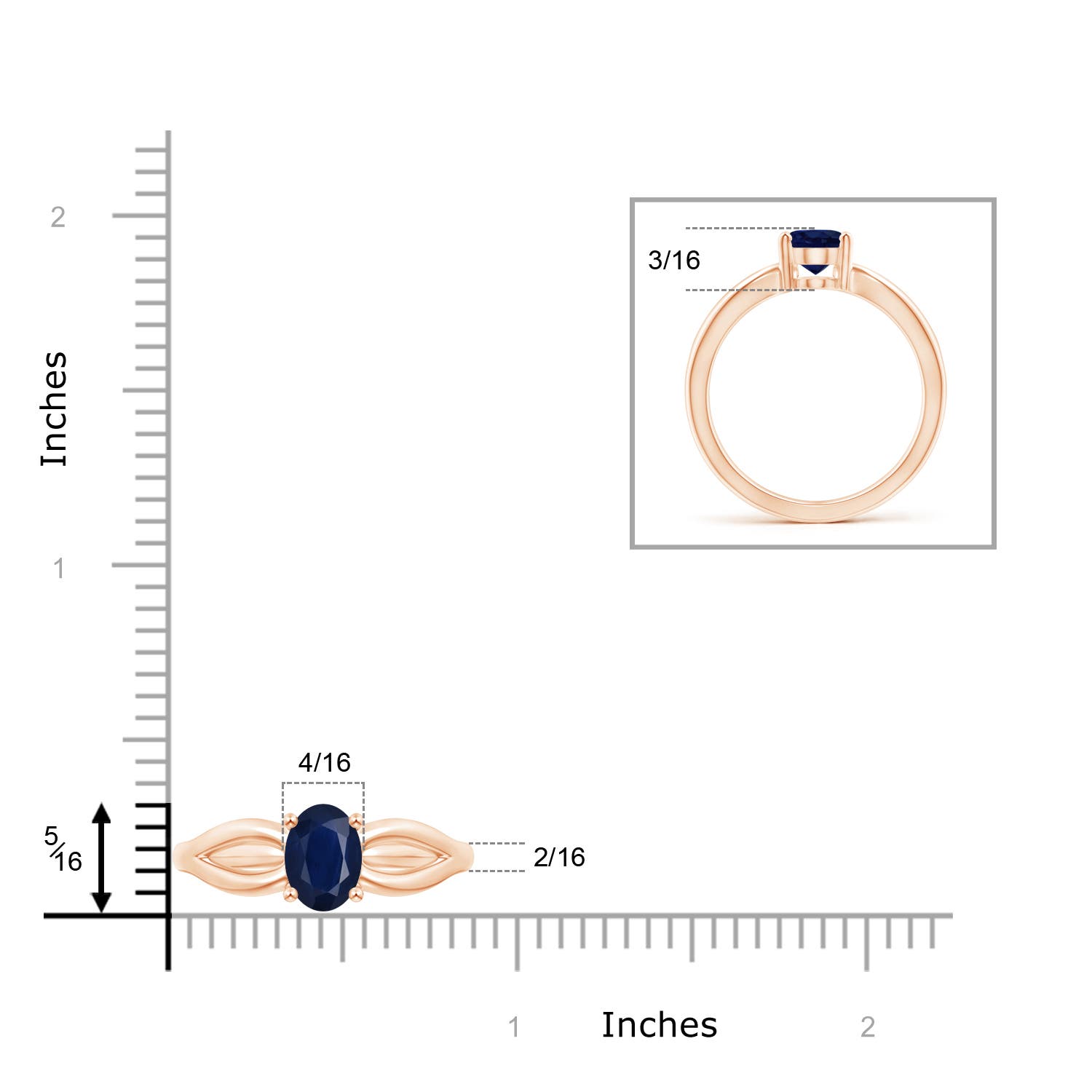 A - Blue Sapphire / 1.55 CT / 14 KT Rose Gold