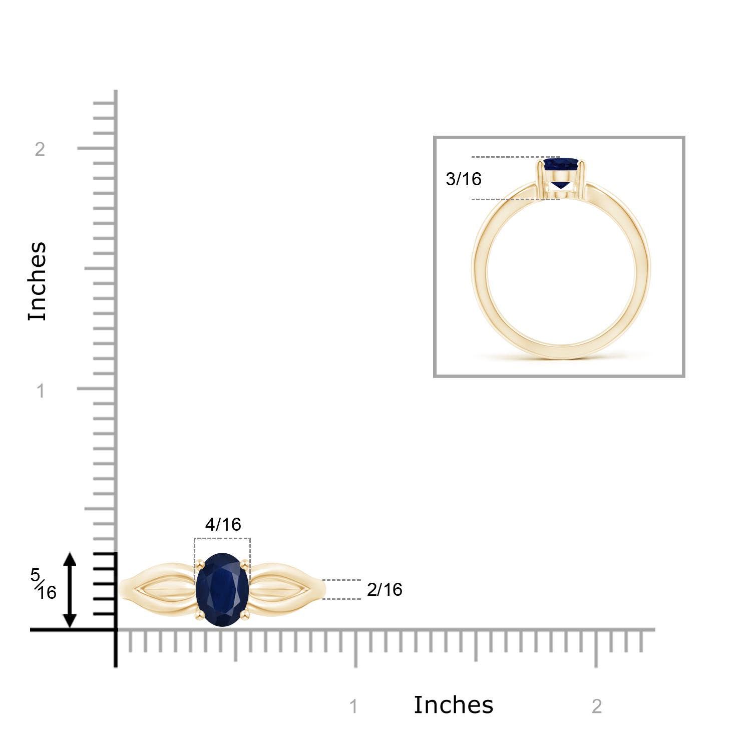 A - Blue Sapphire / 1.55 CT / 14 KT Yellow Gold