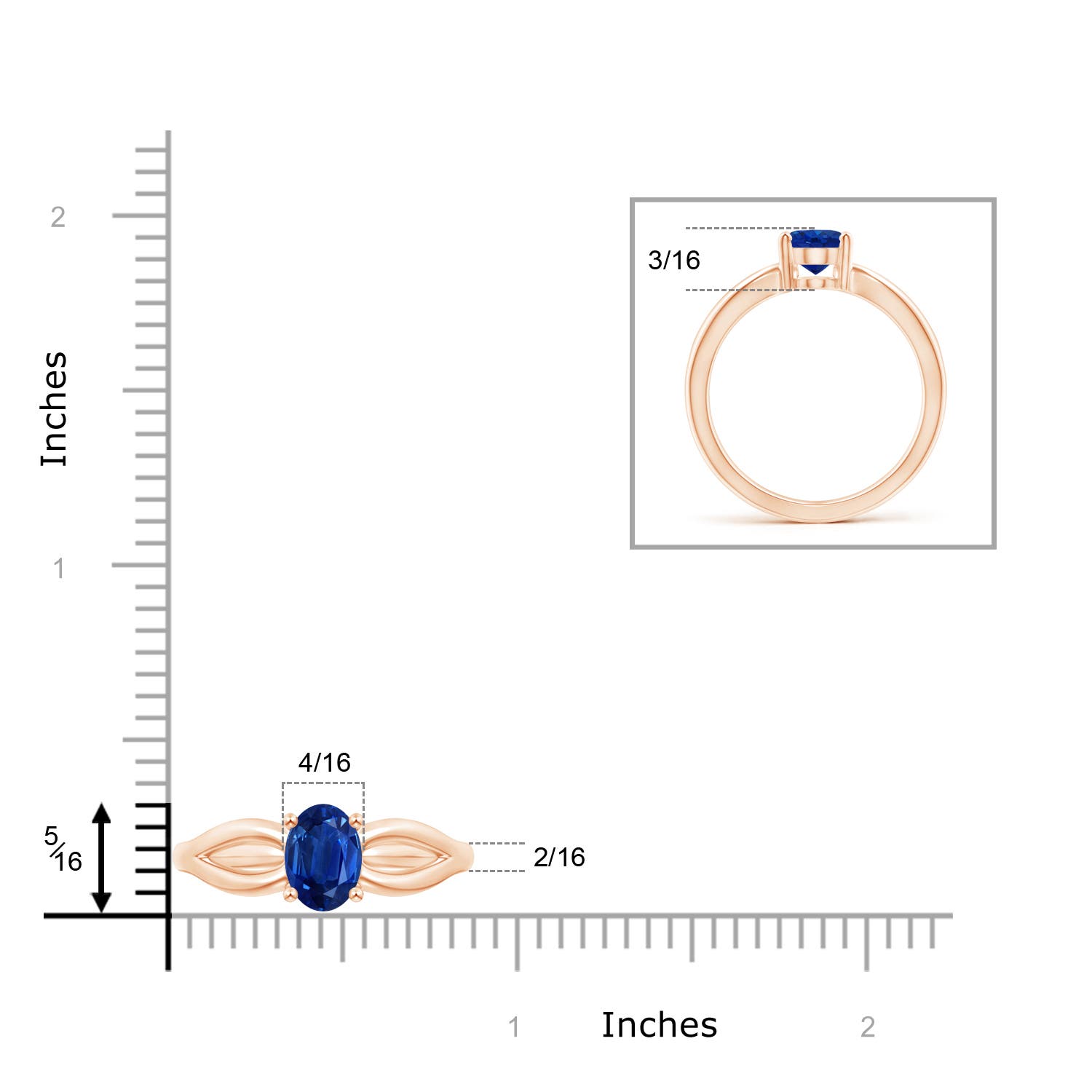 AAA - Blue Sapphire / 1.55 CT / 14 KT Rose Gold