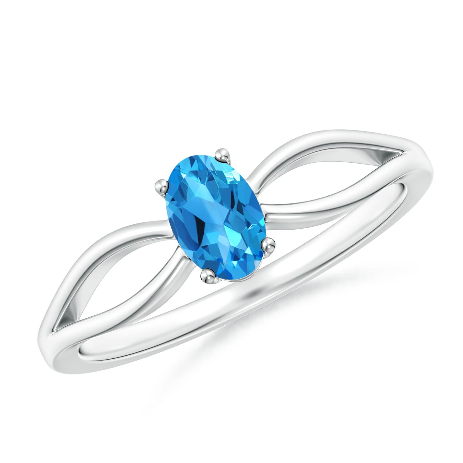 AAAA - Swiss Blue Topaz / 0.54 CT / 14 KT White Gold