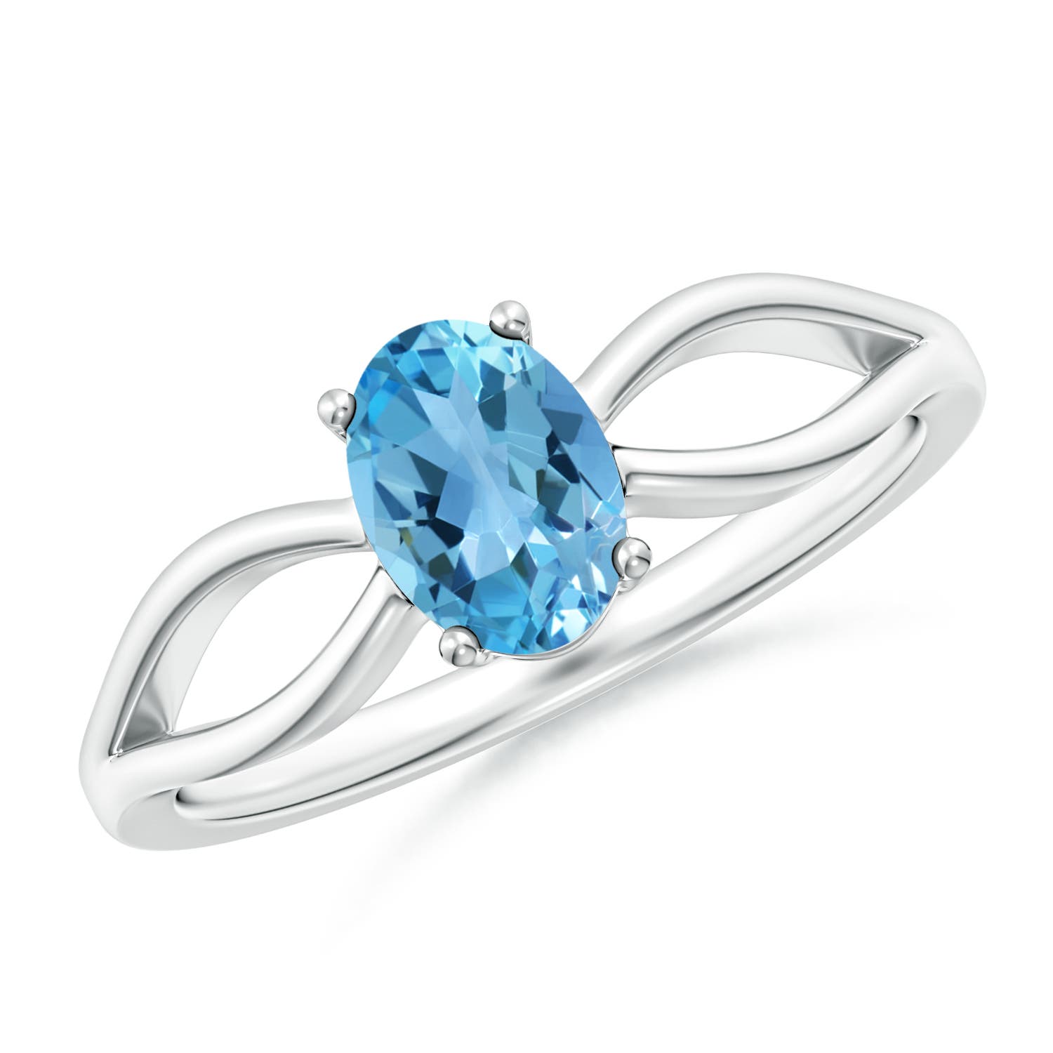 AA - Swiss Blue Topaz / 0.95 CT / 14 KT White Gold