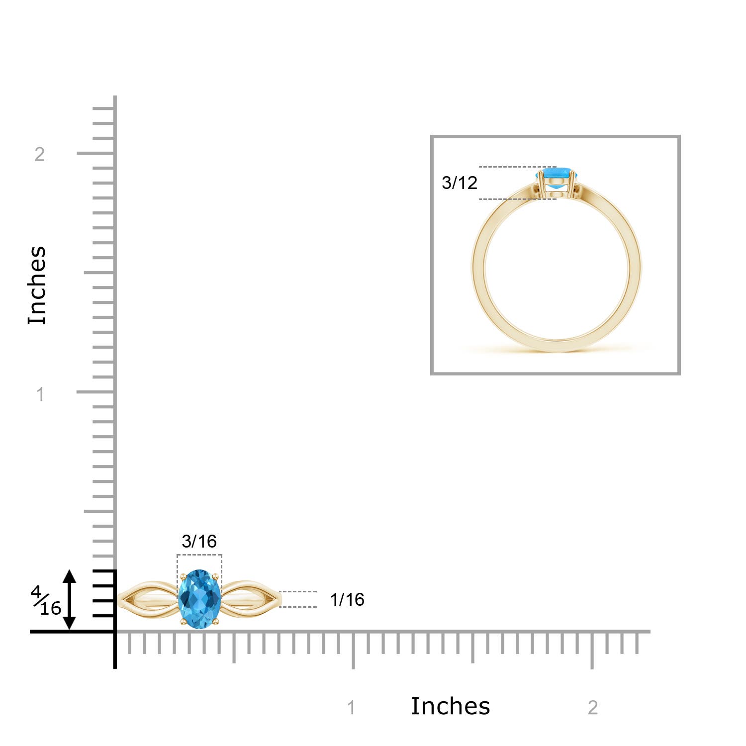 AAA - Swiss Blue Topaz / 0.95 CT / 14 KT Yellow Gold