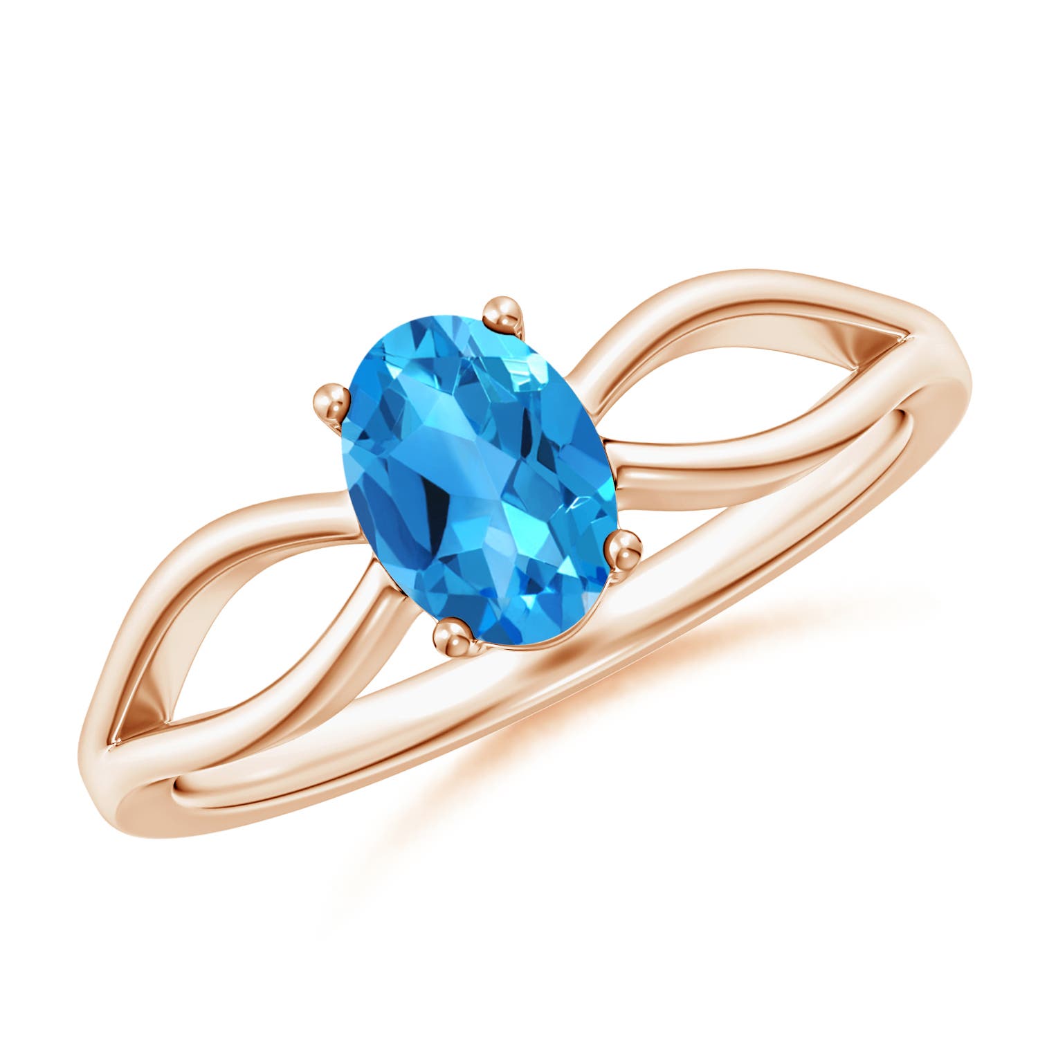 AAAA - Swiss Blue Topaz / 0.95 CT / 14 KT Rose Gold