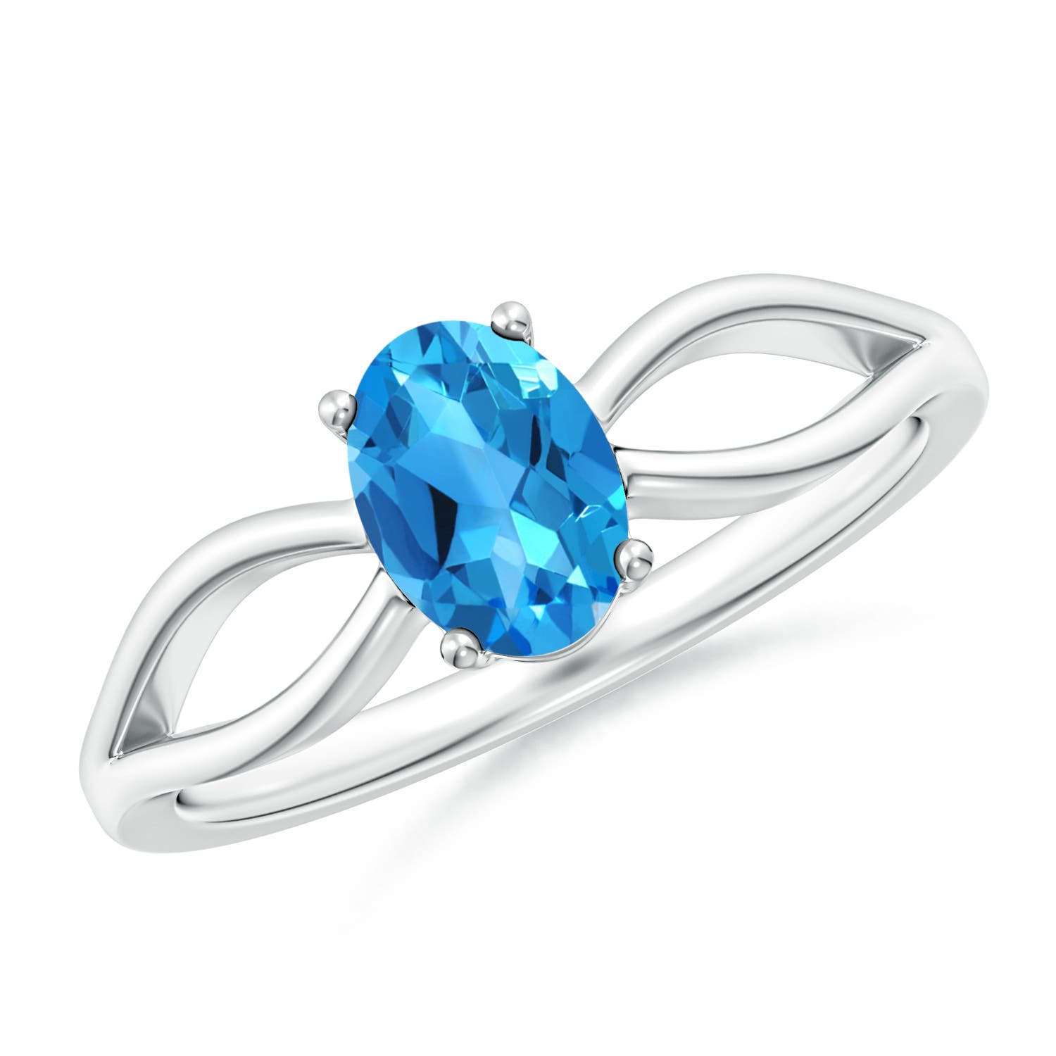 AAAA - Swiss Blue Topaz / 0.95 CT / 14 KT White Gold