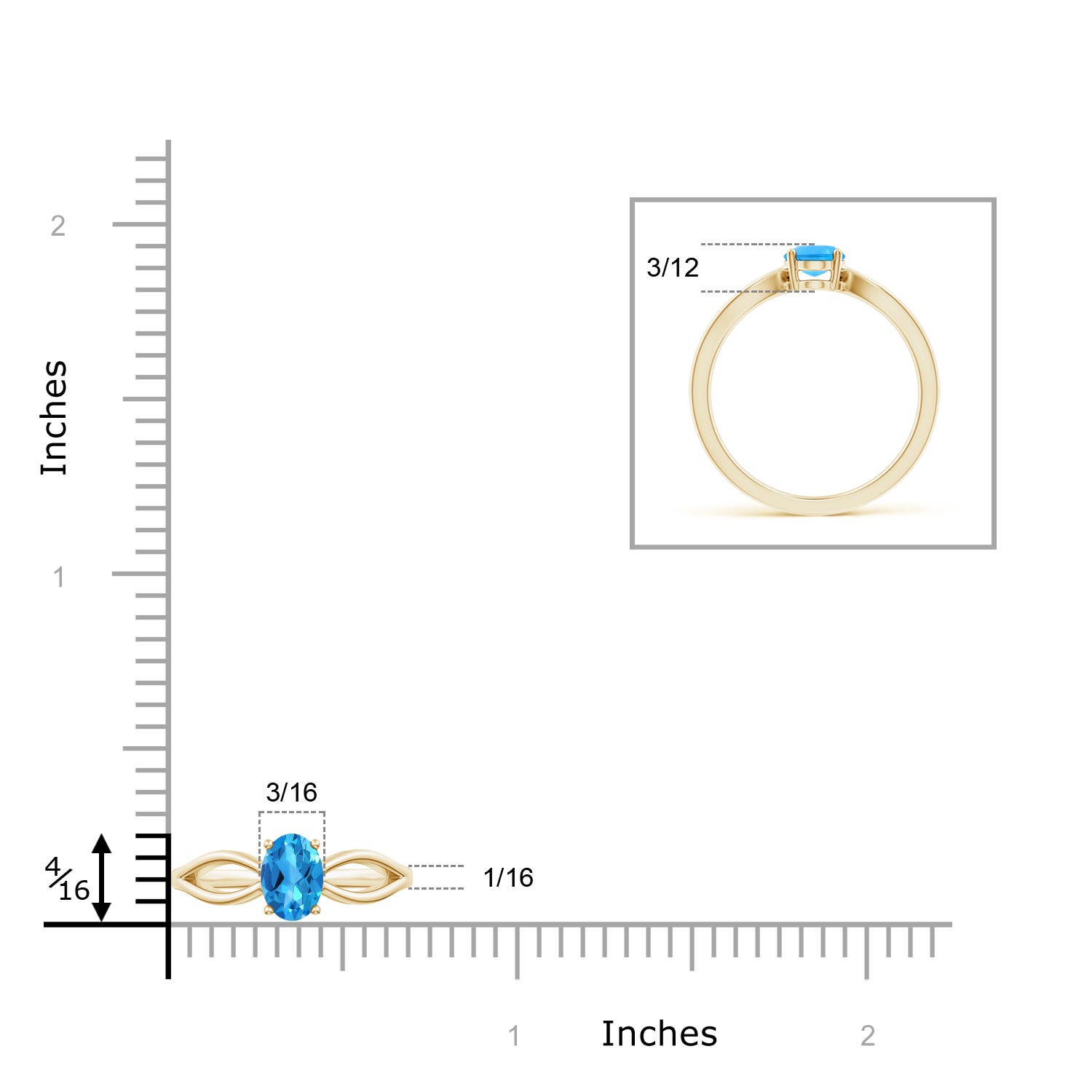 AAAA - Swiss Blue Topaz / 0.95 CT / 14 KT Yellow Gold