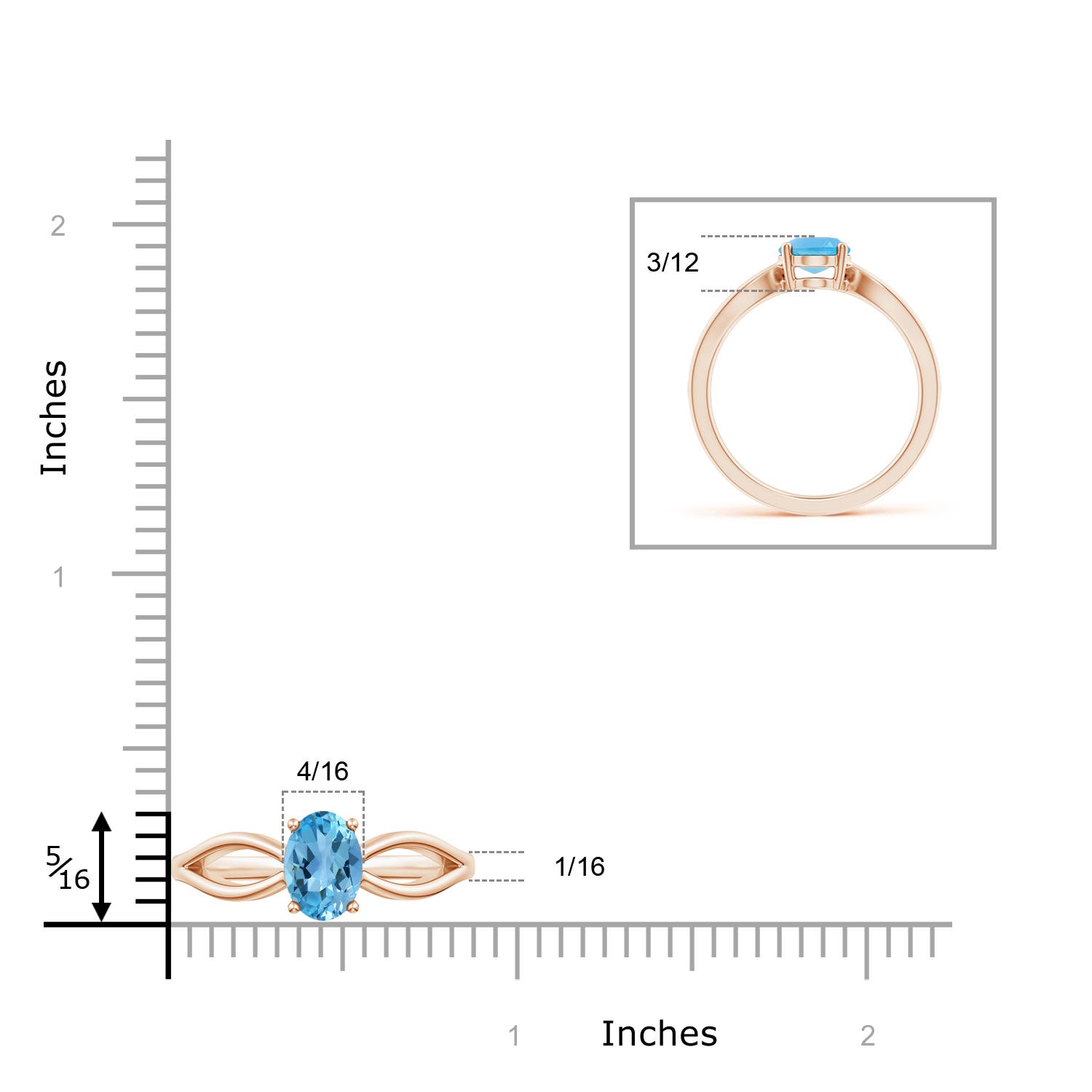 AA - Swiss Blue Topaz / 1.5 CT / 14 KT Rose Gold