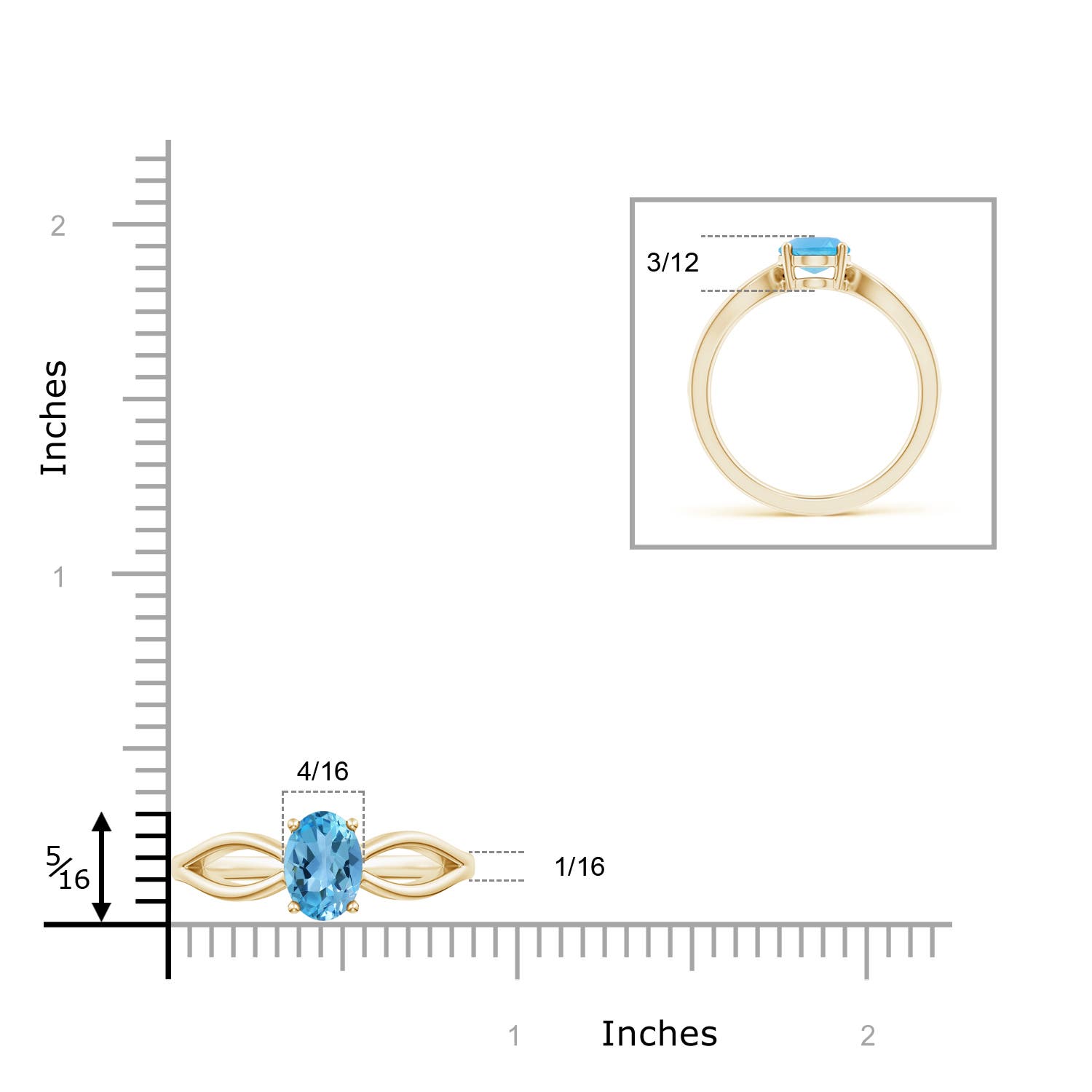 AA - Swiss Blue Topaz / 1.5 CT / 14 KT Yellow Gold