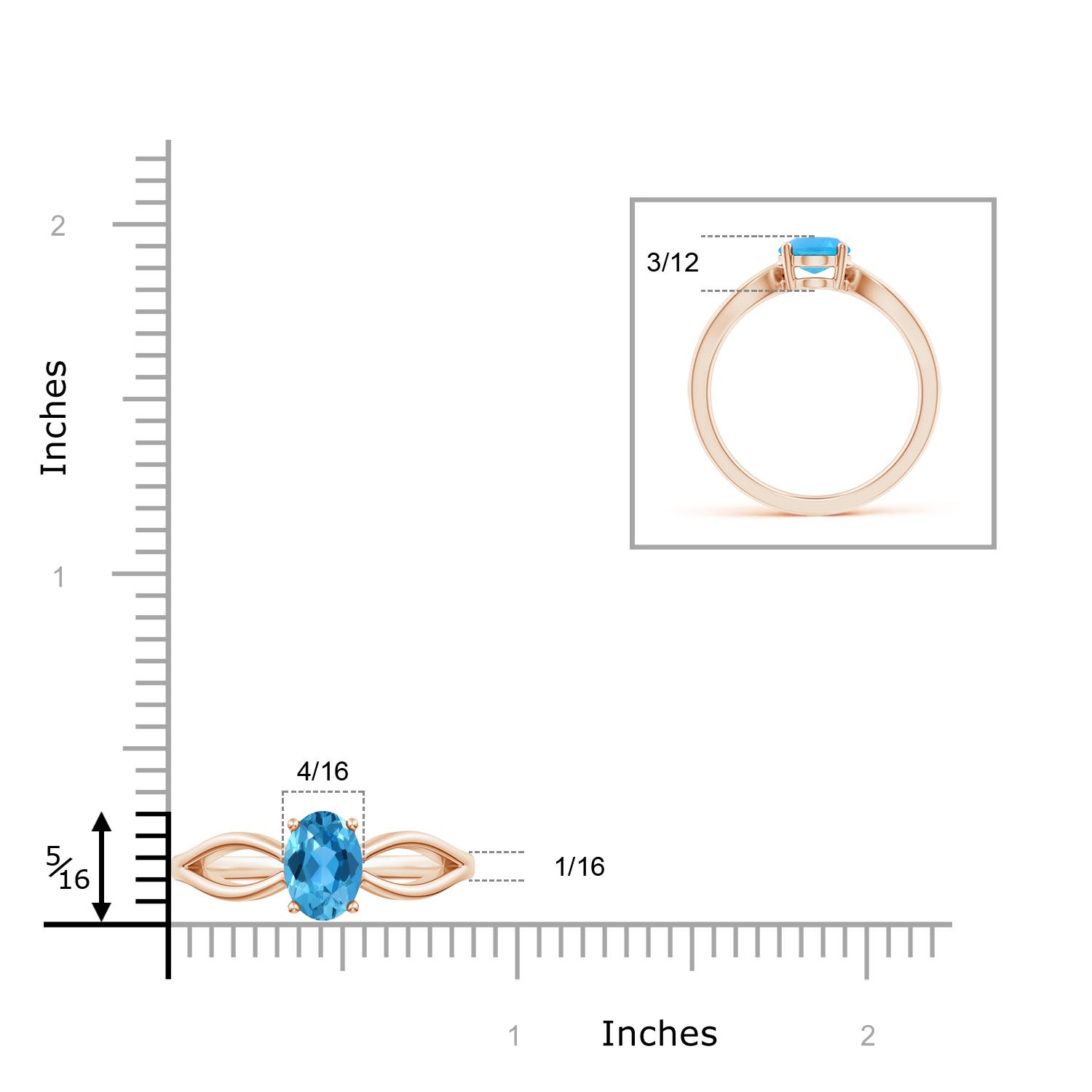 AAA - Swiss Blue Topaz / 1.5 CT / 14 KT Rose Gold