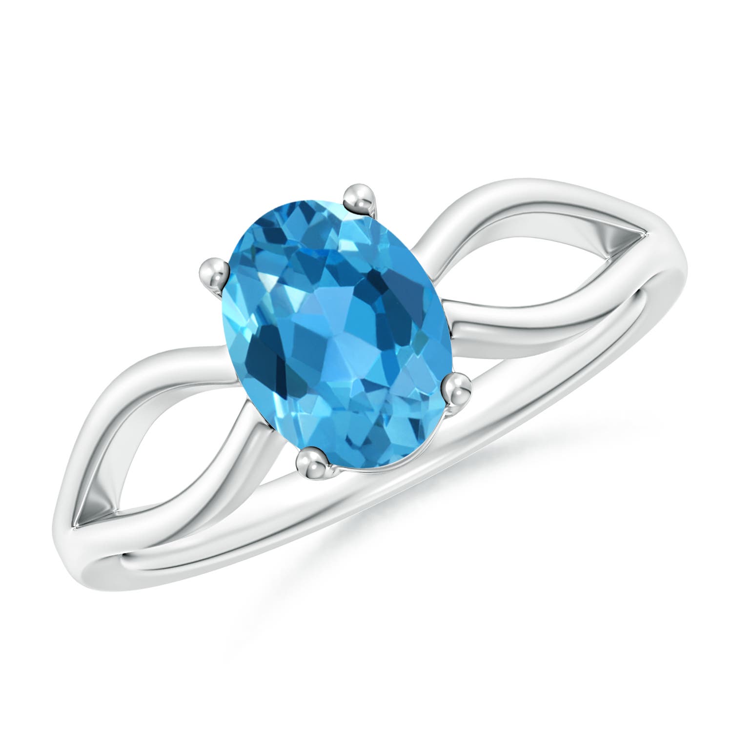 AAA - Swiss Blue Topaz / 1.5 CT / 14 KT White Gold