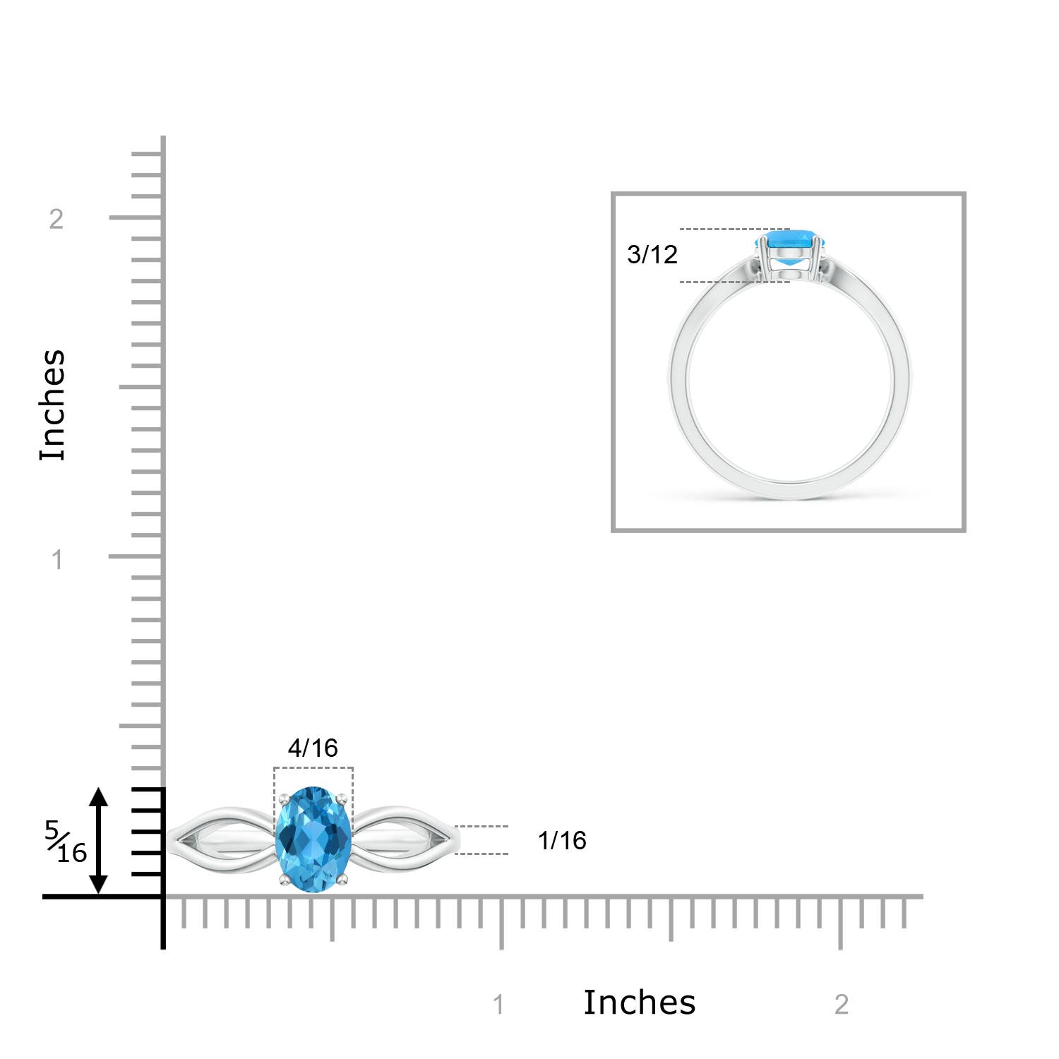 AAA - Swiss Blue Topaz / 1.5 CT / 14 KT White Gold