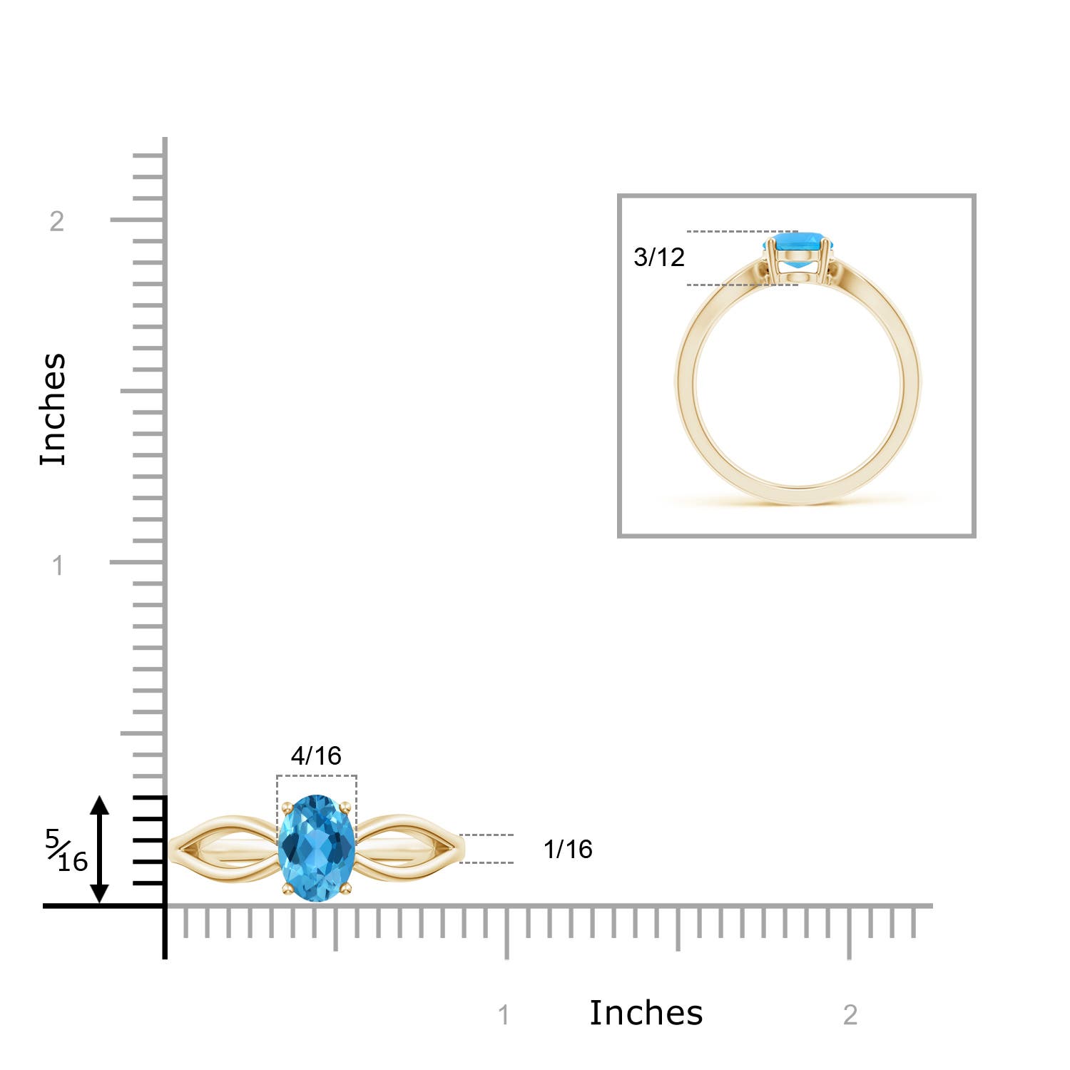 AAA - Swiss Blue Topaz / 1.5 CT / 14 KT Yellow Gold