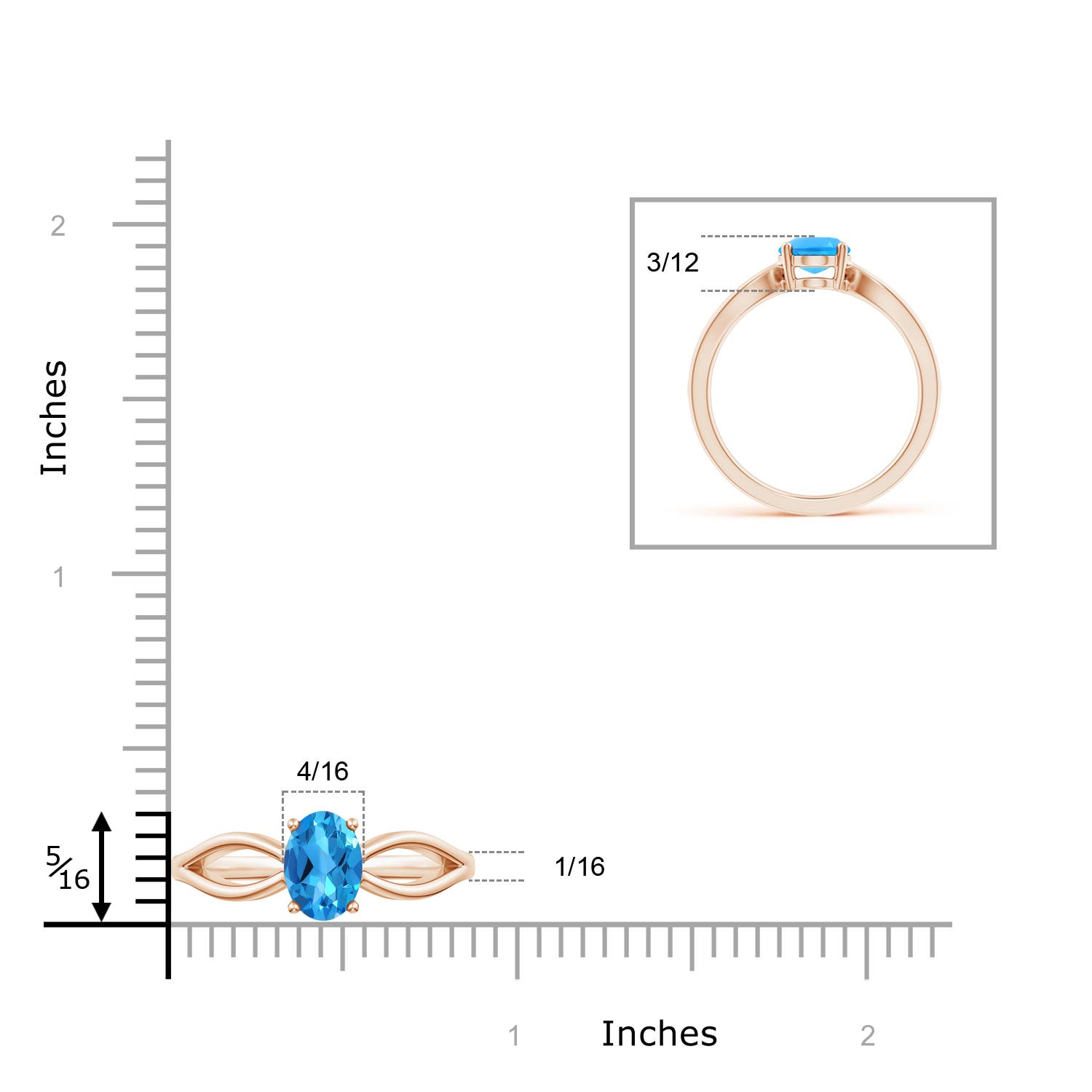 AAAA - Swiss Blue Topaz / 1.5 CT / 14 KT Rose Gold