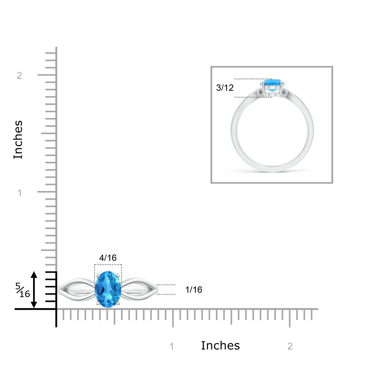 AAAA - Swiss Blue Topaz / 1.5 CT / 14 KT White Gold